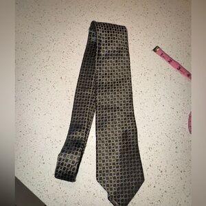 Lombardo Men’s Standard Adult Tie 100% Silk Made in Italy Black Gold Squares